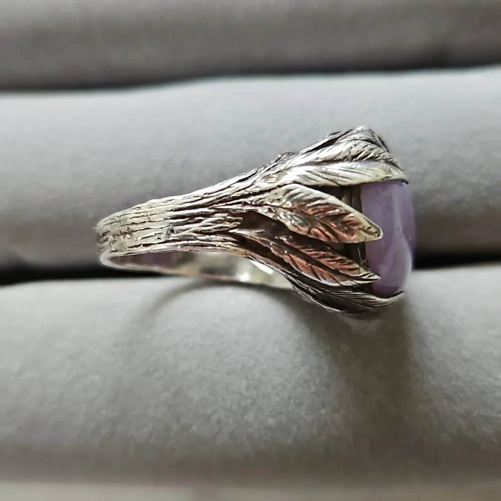 💟HP💟Lavender Jadeite Jade Silver Ring - Picture 2 of 8